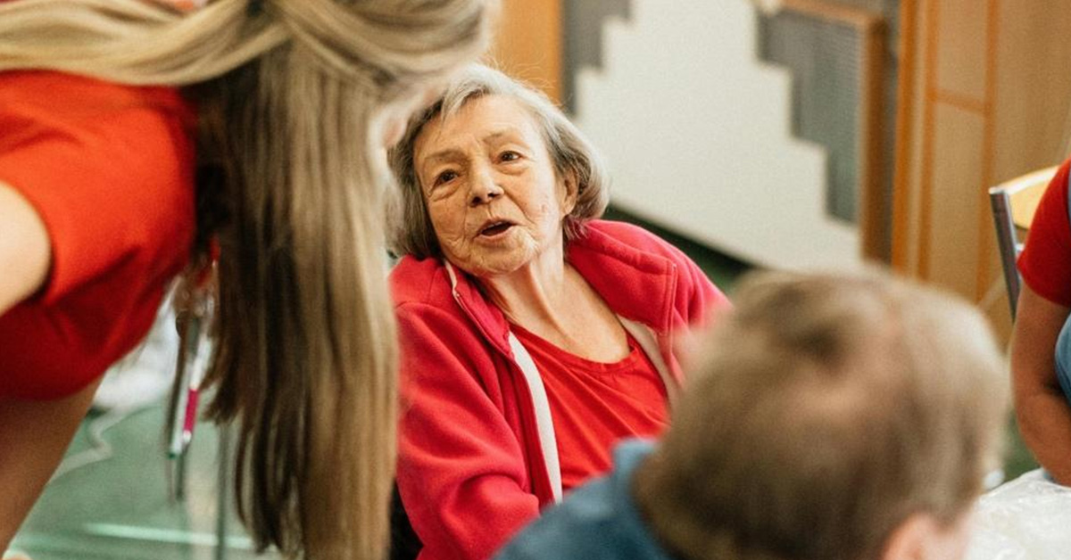elderly woman in wheel chair