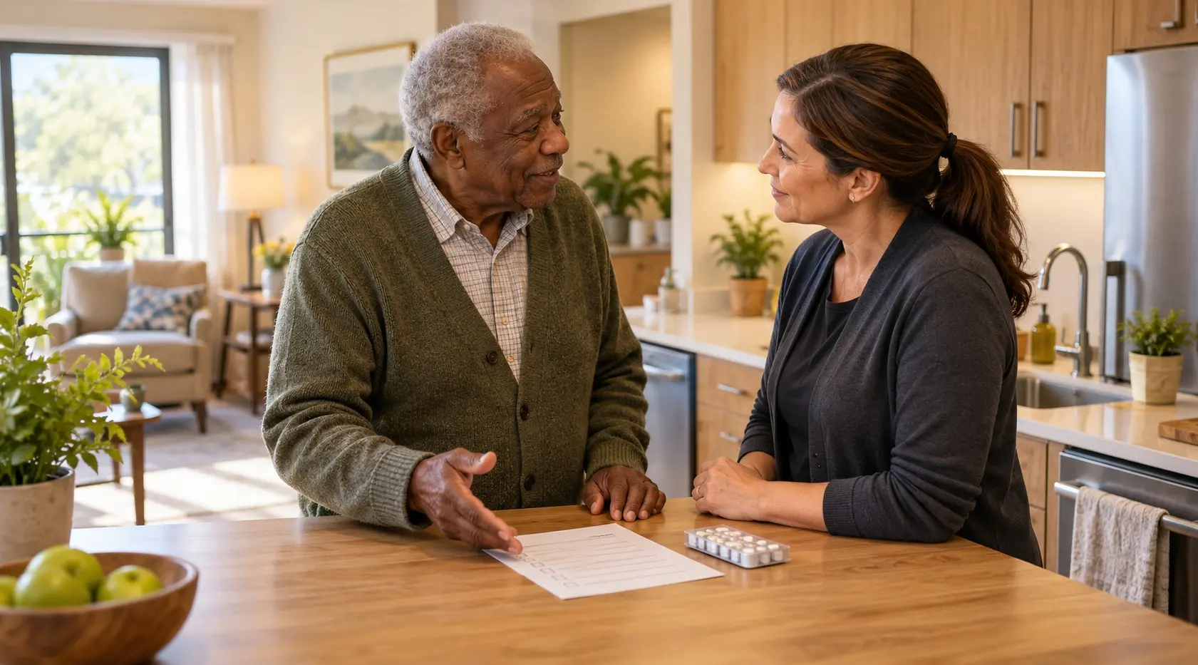 elderly man in assisted living setting